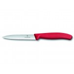 VICTORINOX Nůž na zeleninu s vlnkovým ostřím 10 cm červený
