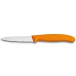 VICTORINOX Nůž na zeleninu 8 cm vlnkové ostří, oranžový