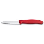 VICTORINOX Nůž na zeleninu 8 cm vlnkové ostří, červený